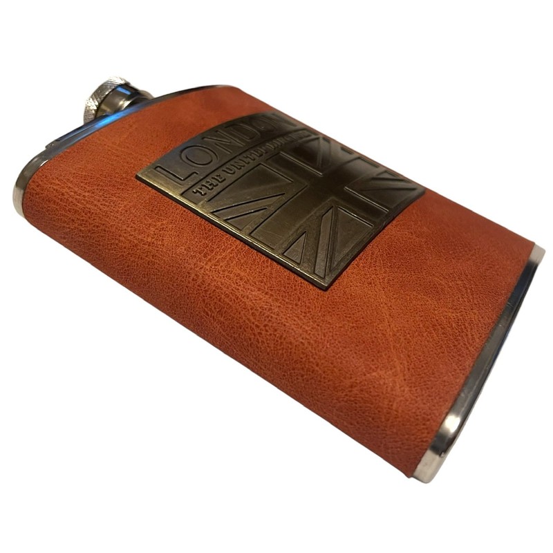 British Souvenir Stainless Steel Hip Flask with London Union Jack