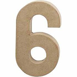 Create Crafts 26634 Creativ 20 cm 1-Piece Papier Mache Number 6, Beige
