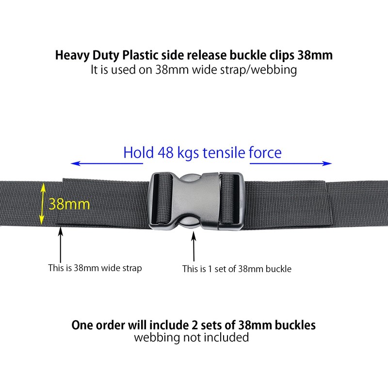 Side Release Buckles 38mm Heavy Duty Plastic Buckle Clips Snap