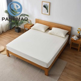 Grounding Sheets Twin Deep Pocket Organic Cotton with Silver Fiber, Grounding Fitted Earth Sheets with Grounding Cord (Beige, Twin - 39"x75"x15")