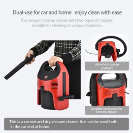 SIPPON Wet Dry Shop Vacuum, Small Portable for Car Garage Black-Red Elf