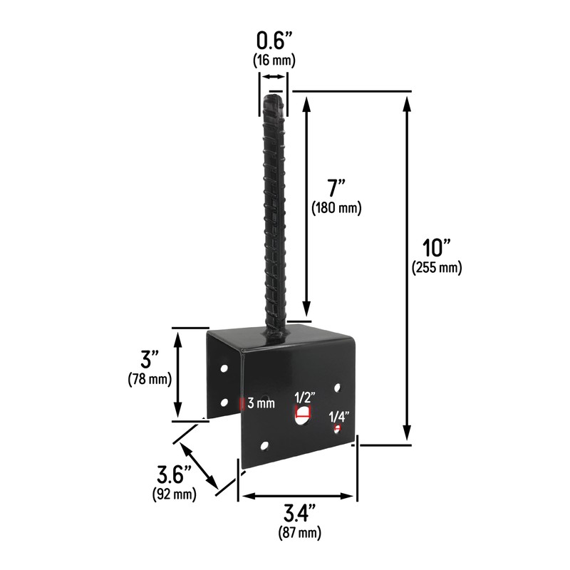 U Shaped 4x4 Deck Post Concrete Anchor Spike, Fence Post