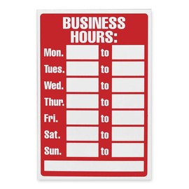 Business Hours Open Close Sign Clock Office Business Shop Door Restaurant Window, Durable Plastic, Red, 7.68x11.61 Inches, Visible from Distance