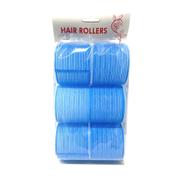 6 rizador de pelo de plástico para cabello largo (azul)