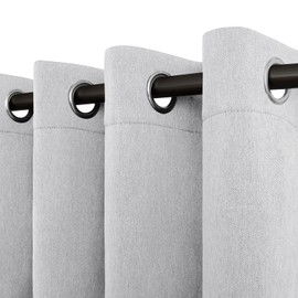 Easy-Going Luxury Double Linen Blackout Curtain 84 Inch Length Grommet Window Curtain Drapes for Bedroom, Living Room Thermal Insulated Room Darkening (Set of 2 Panels, Greyish White)