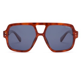 SOJOS Retro Square Polarized Aviator Sunglasses Womens Mens Trendy Vintage Aviators Shades SJ2613, Caramel Tortoise/Blue