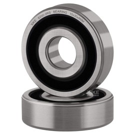 XiKe 6200-2RS Ball Bearings 10 x 30 x 9 mm Chrome Steel and Double Rubber Seals, Pre-Lubricated, 6200RS Deep Groove Ball Bearings with Covers, Pack of 2