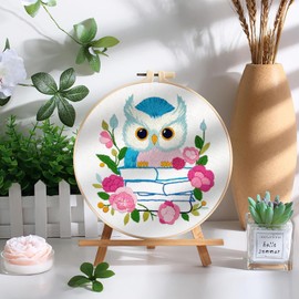 Owl Embroidery Kit for Beginners Adults, Handmade Sewing Embroidery Starter Kit,DIY Stitch Art Craft,Full Range of Embroidery Stamped Kit