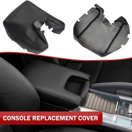 KBH Center Console Cover Replacement for Acura TL 2009 2010 2011 2012 2013 2014, Vinyl Leather, Car Armrest Skin Upholstery, Anti-Scratch, Black (Leather Part Only)