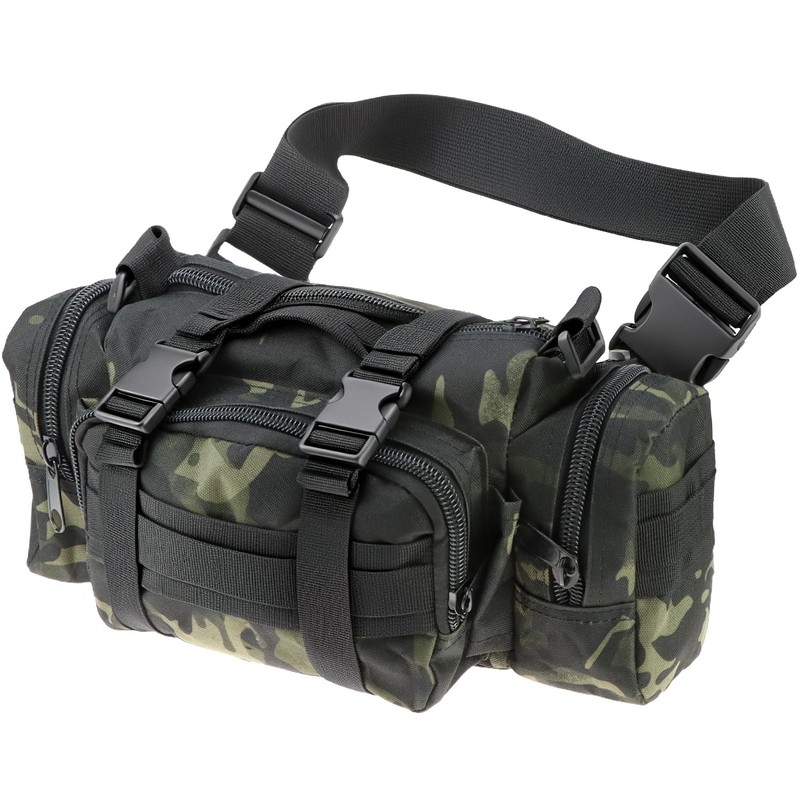 QWORK® Borsa da pesca mimetica, impermeabile, per esterni, per pesca