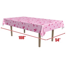 Beistle Pink Ribbon Tablecover Party Accessory (1 Count) (1/Pkg) 54 in x 108 in.