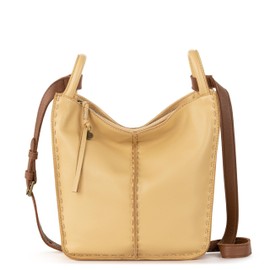 The Sak Los Feliz Crossbody Bag in Leather, Large, Lined Purse with Single Adjustable Shoulder Strap, Buttercup