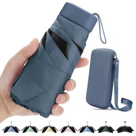 ZOMAKE UV Mini Umbrella - Lightweight Travel Umbrellas 99% UV Protection, Small Compact Portable for Women Men Kids Multiple Colors (Blue)