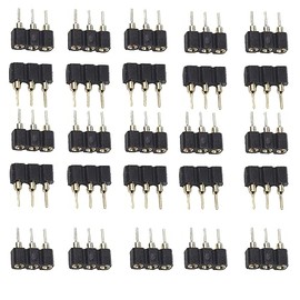 Sopepoyie 3P Round Female Socket Pin Header Strip 2.54mm 1x3P Single Row Straight Female/Male Socket/Pin Header Strip Connector - (25 pcs)