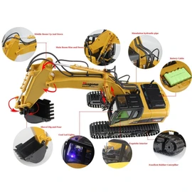 Big Daddy Super Powerful Full Functional DIE-CAST 15 Channel Professional Remote Control Excavator Tractor Toy with Lights & Sound