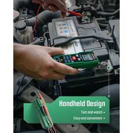 TESMEN TSM-192 Handheld Digital Multimeter, Voltage Tester with Leads, Voltmeter Measures Phase, NCV, AC/DC Voltage, Resistance, Continuity & Live Wire for Automotive Testing, Household-Green