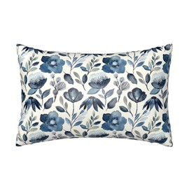 JKJNLHJE Silk Pillowcase for Hair and Skin Watercolor Blue Flowers Satin Pillowcases with Zipper Slip Cooling Satin Pillow Cases 20x30 Inches Pillow Cover