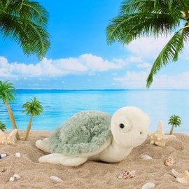 Apricot Lamb Leisure Turtle Plushies Stuffed Animals for Kids, Soft Cute Plush Toys for Baby Girl and Boy, Fluffy Leisure Turtle Green 8.7 Inches