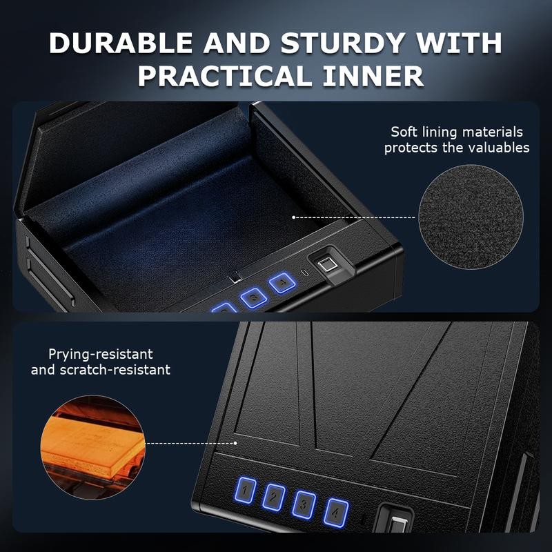 Bonsai Biometric Safe, 3-Way Quick Access Fingerprint Safe with Type-C