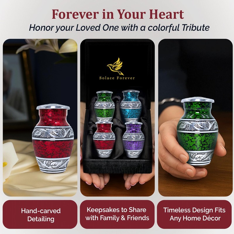 Mini Urns for Human Ashes - Set of 4 Keepsake