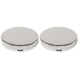 Set of 2 Oval-Shaped Pocket Purse Pill Box & Organizer with Dual Compartments (Silver Flat Top)