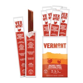 Vermont Smoke & Cure - Turkey Uncured Pepperoni Meat Sticks - Protein Snacks - On the Go Healthier Snack for Adults & Kids - 24 Count