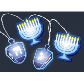 The Hanukkah Company Lights Decorations, Chanukah LED String Lights Outdoor and Indoor, 8ft Hanukkah Decorations for Home and Yard Outdoor, 12 LED Lights with 8 Blinking Modes