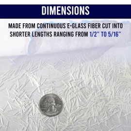 1/2" Chopped Glass Fiber Strands - 3 Pound 100% E-Glass Fiber - High Quality Fiberglass Fiber for Filler Reinforcement - Compatible with Epoxy, Vinyl Ester, and Polyester Resin System