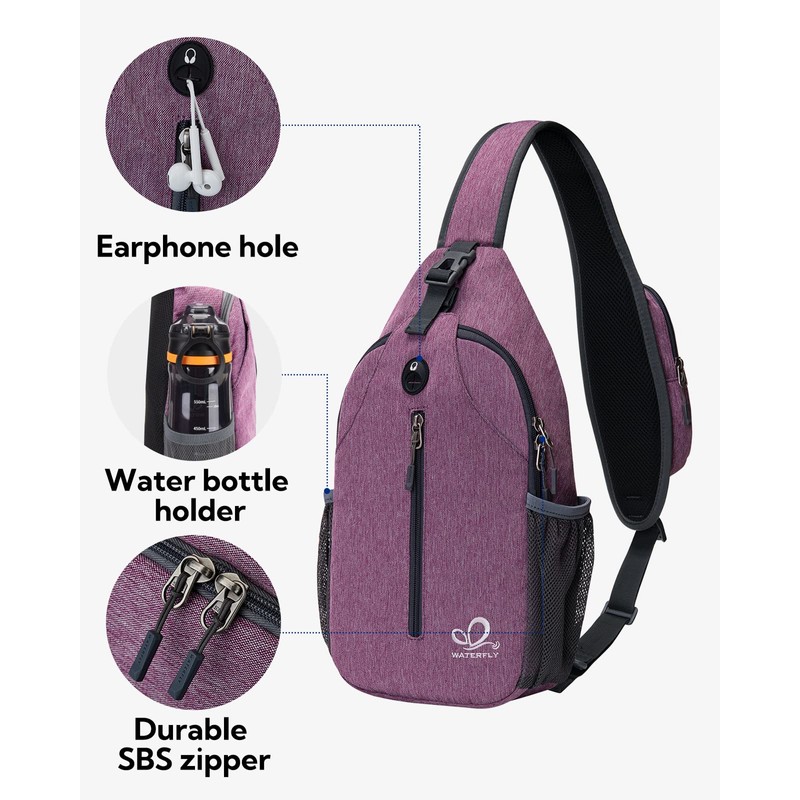 WATERFLY Sling Rucksack, Sling Bag, Shoulder Backpack, Shoulder Bag, Adjustable