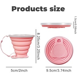 Intatikoo Silicone Collapsible Cups for Camping Travel,Small Portable Backpacking Camping Cup for Outdoor,Reusable Drinking Cup with Scale,270ml(Pink)