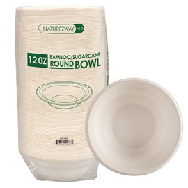 NatureZway Eco-Dining Essential 125-Pack - 12 oz Sustainable Dining - Bamboo & Sugarcane Bowls - Leak-proof, Heavy-duty, Microwave Safe, Compostable, Plant-based - Go Green NatureZway