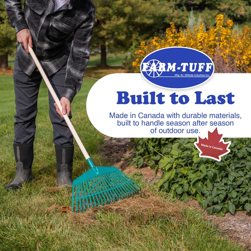 FARM-TUFF 19” Leaf & Garden Rake with 48” Hardwood Handle