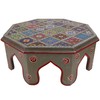 GURU SHOP Painted Small Table with Tile Mosaic - Blue