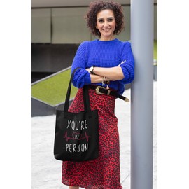 clothinx Cotton Bag You're My Person Organic Fair Vegan Favourite Person Romantic Gift for Lovers Couples Marriage Partner Sustainable Reusable Environmentally Friendly, black