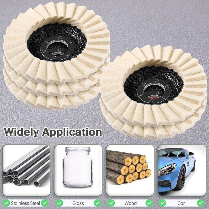 Heigble 8 Pcs Wool Polishing Wheel Disc and Polishing Compounds