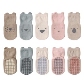 ZOKJSW Baby Socks Cotton, Cute Cat Toddler Socks, Non-Slip Socks for Baby, Children, Non-Slip Socks for Babies, Toddlers and Kids (1-3 Years Old), 5 Pairs, colour