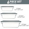 6-Piece Extra-Deep Glass Baking Dish Set with Lids, Rectangular Glass