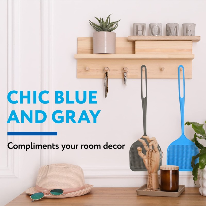 Impresa Extra Large Fly Swatter - 4-Pack, Blue & Grey