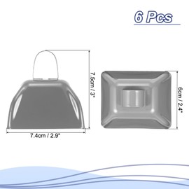 PATIKIL 6pcs Cow Bells for Football Games, 3inch Cowbells for Sporting Events Bulk Loud Noise Makers Metal Cow Bell with Handle for Cheering Wedding,Silvery