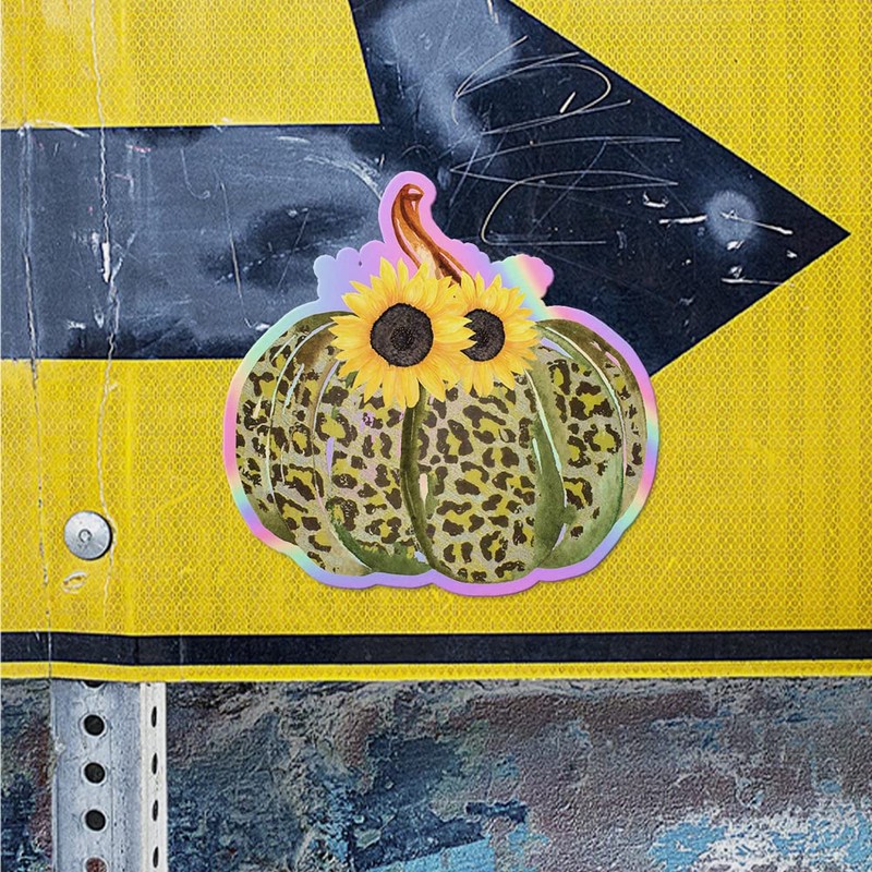 Holographic Decal Stickers of Fall Pumpkin Premium Waterproof Vinyl Decal