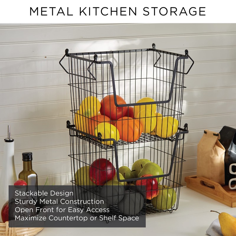 DII Metal Wire Mesh Stackable Utility Storage Bin, Large, 11x11x11,