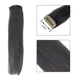 QNI-LMB Extensiones De Cabello Color Gris - Cabello 100% Natural