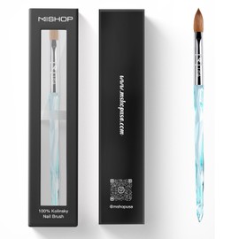 M - ProK Acrylic Nail Brush – 100% Kolinsky Sable Hair – USA Luxury Salon Quality Nail Art Tool – Crystal Blue Handle – Handcrafted Brush for Acrylic Application – Sizes 8, 10, 12, 14, 16 (Size #10)