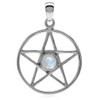 Silvershake Natural Moonstone 925 Sterling Silver Pentagram Star Pendant