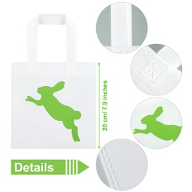 24 Pieces Easter Bunny Bags Easter Gift Tote Bag Non-Woven Treat Bag Rabbit Eggs Candy Bag for Easter Party Supplies, 8 Styles (7.87 x 7.87 Inch)