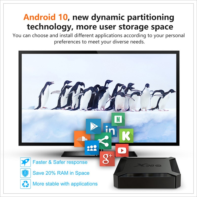 TVBOX 4K60 Android 10 HEVC H.265 Encoding 2+16G Wireless Connection