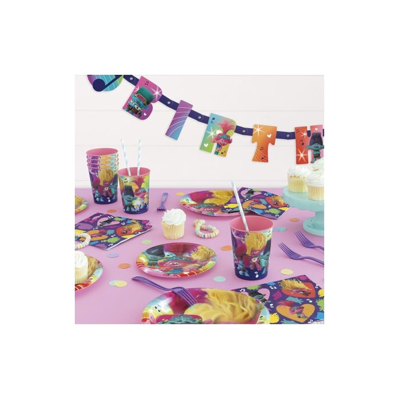 Multicolor Trolls Design Plastic Stadium Cup, 16 oz (1 Count)