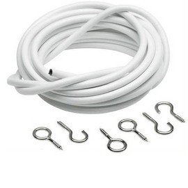 Aretro 2.74m White Net Curtain Wire Cord Cable with Hooks & Eyes for Hanging Net curtains, light curtains, voiles, etc Durable Strong Expandable Cut to Size (2.74m)