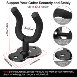 MoKo Guitar Wall Mount Hanger 3-Pack, Guitar Hanger Wall Hook Holder Stand for Bass Electric Acoustic Guitar Ukulele Guitar Wall Hanger Bracket Guitar Hanger for Studio Room - Black