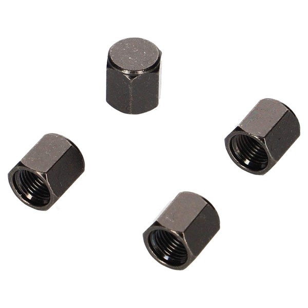 Amon 8827 Air Valve Caps, Black-Plated, Pack of 4